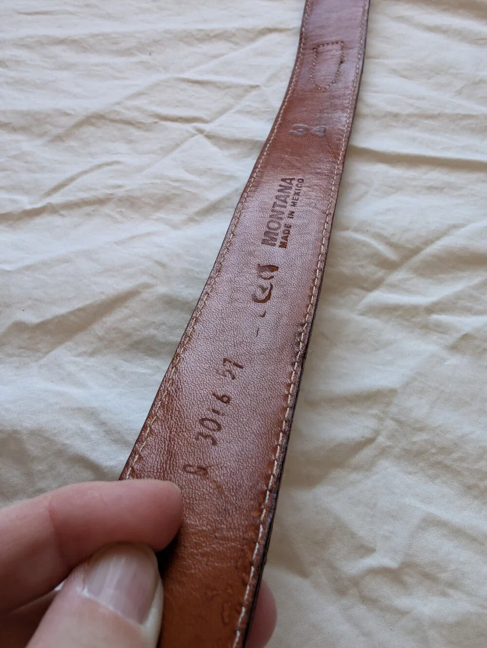 Vintage Men’s Montana Western Leather Belt 39” Brown/Gold Toned